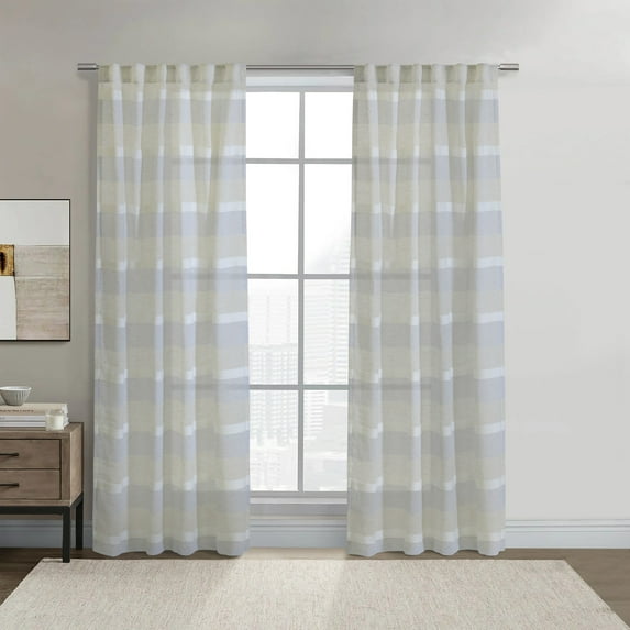 Loft Living Nevis Light Filtering Dual Header Indoor Curtain 52 x 84 in Blue