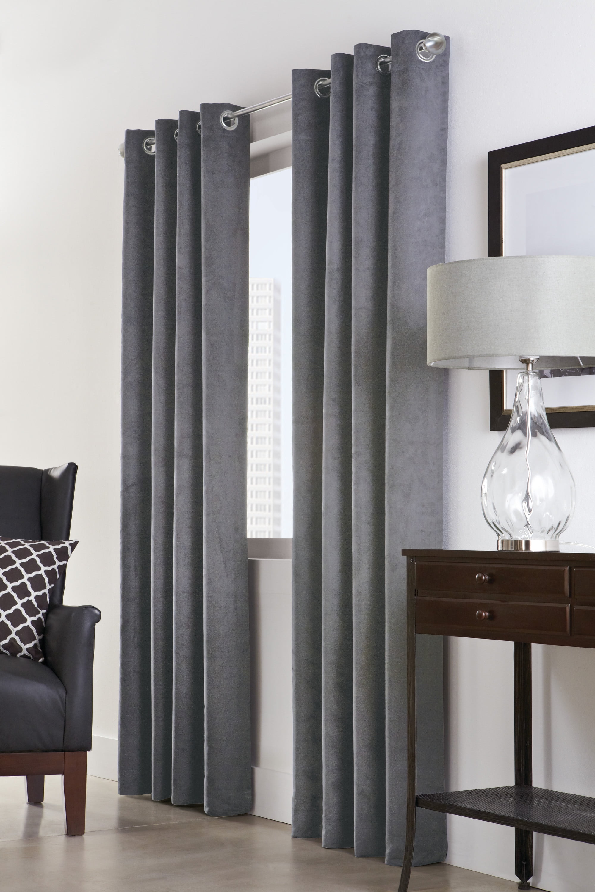 Loft Living Nova Blackout Grommet Indoor Curtain 54 x 108 in Dark Grey