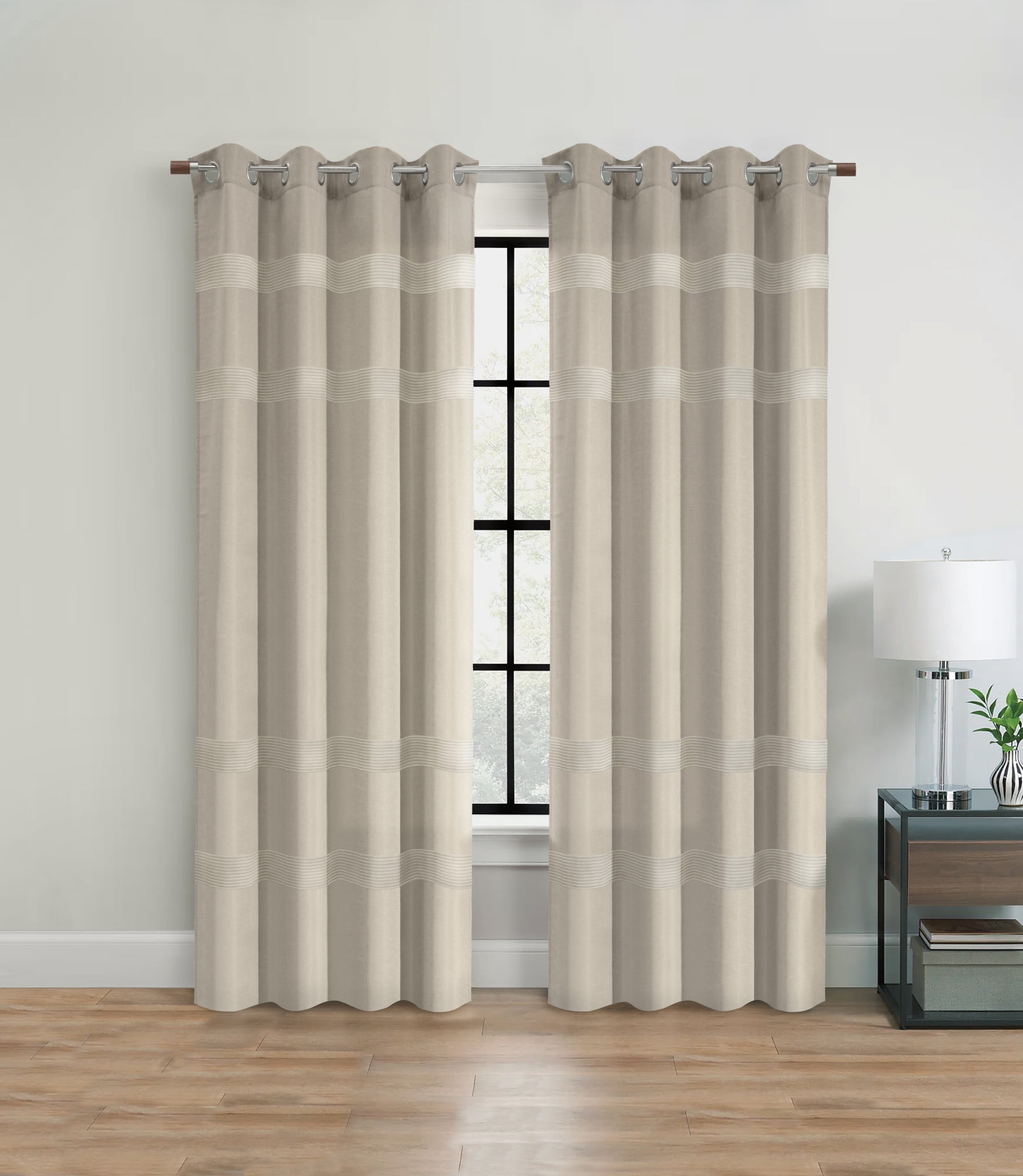 Loft Living Penny Light Filtering Grommet Indoor Curtain 52 x 63 in Taupe