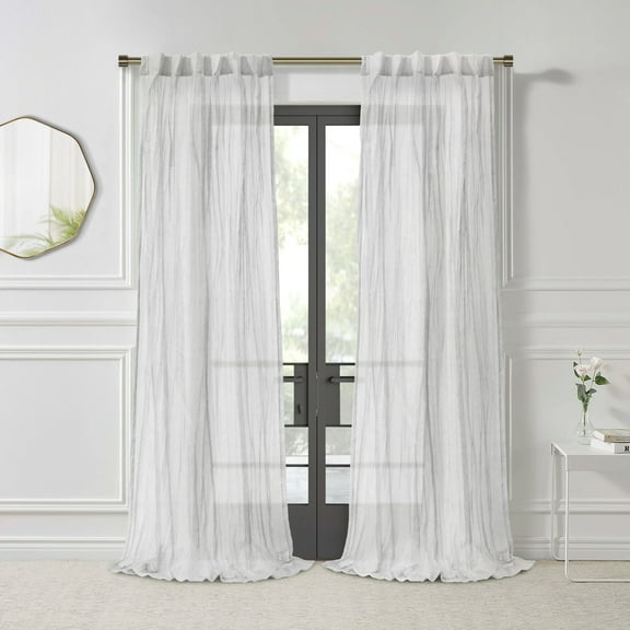 Loft Living Peoria Sheer Dual Header Indoor Curtain 52 x 84 in White