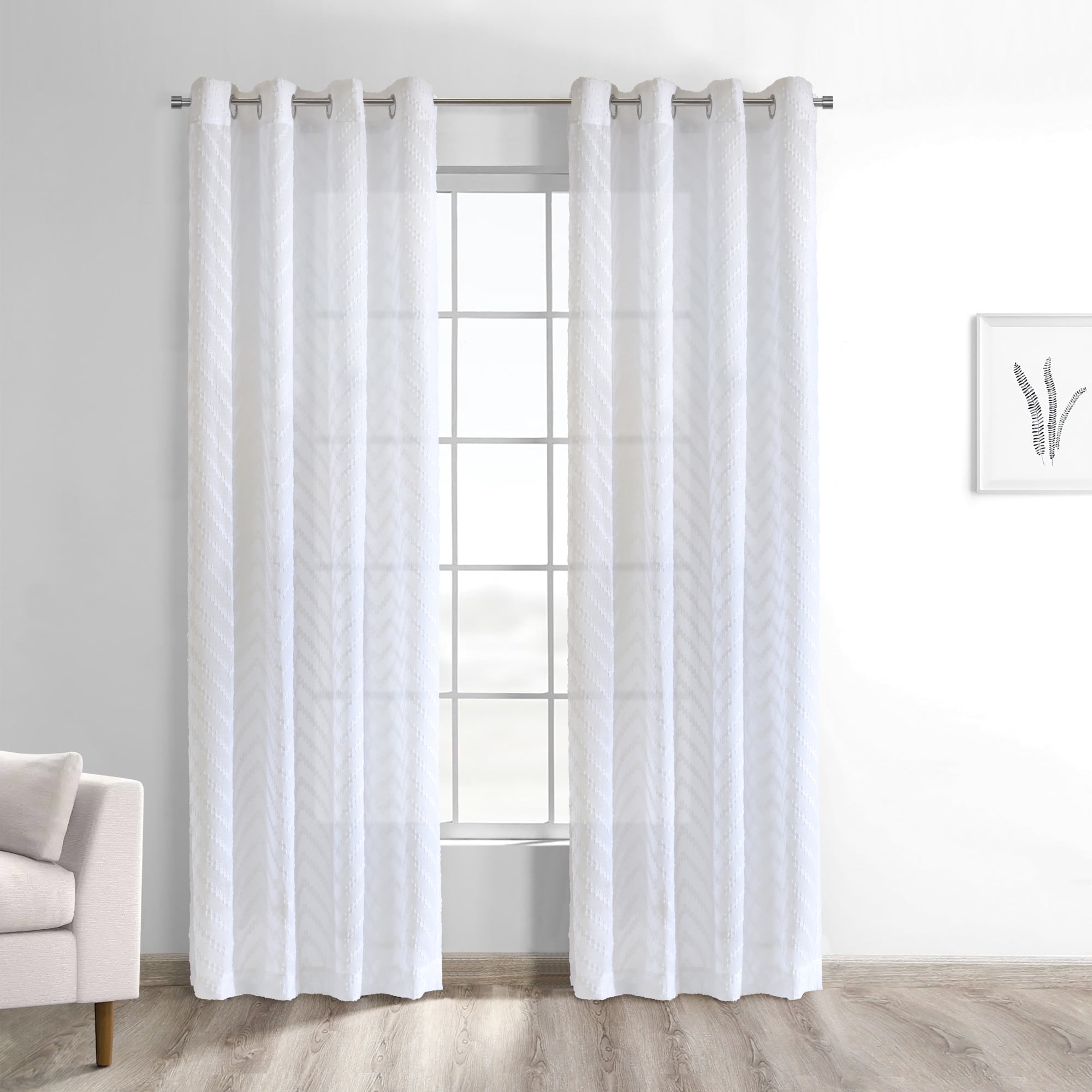 Loft Living Rabia Sheer Grommet Indoor Curtain 52 x 95 in White