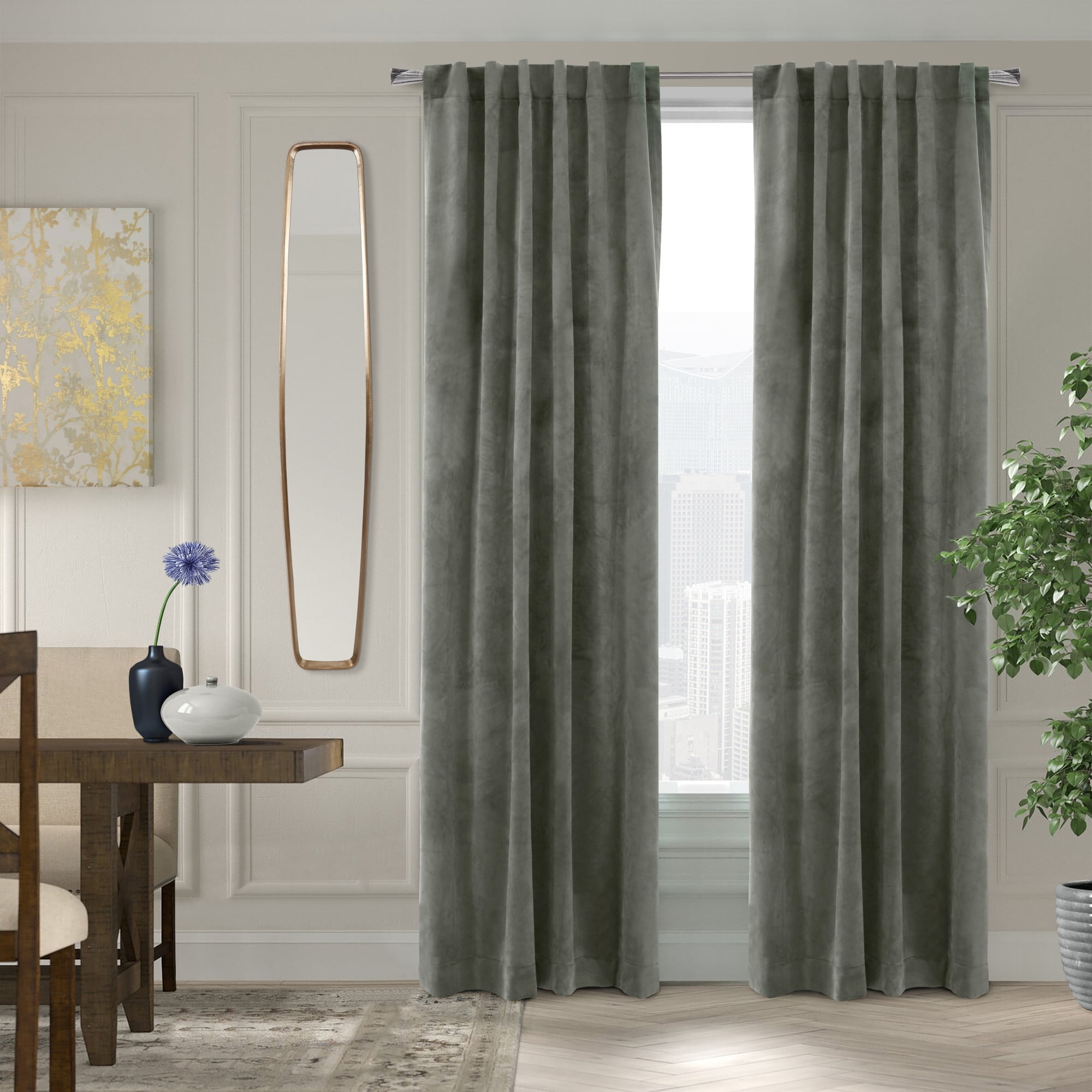 Loft Living Sicily Room Darkening Dual Header Indoor Curtain 50 x 108 in Dark Grey