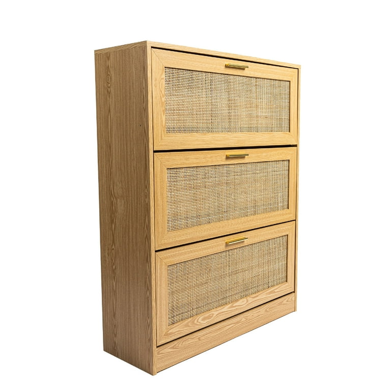 Loft & Luv Rattan 3-Tier Shoe Cabinet, Natural - Walmart.com