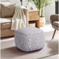 thumbnail image 1 of Loft Lyfe Goldie Cotton Yarn Ottoman, Hand Knitted, Light Grey, 1 of 6