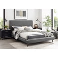 thumbnail image 1 of Loft Lyfe Jessie Platform Bed Linen Upholstery Queen Size, Grey, 1 of 9