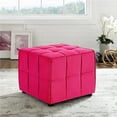 thumbnail image 1 of Gannon Ottomans Pink Velvet  Upholstered Piping Trim, 1 of 7
