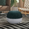 thumbnail image 1 of Loft Lyfe Mylah Round Cotton Pouf Ottoman, Hand Knitted, Foam Beads Filling, Green, 1 of 10