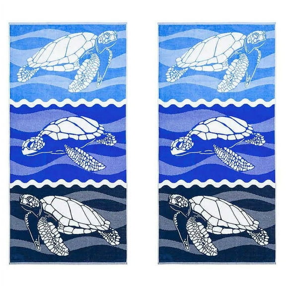 Loft OEKO TEX Youth Beach Towel 2Pk 30 in x 60 in 100% Cotton Turtle Design