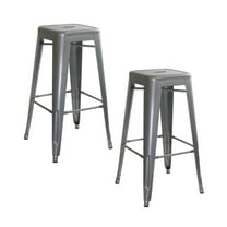 Loft Silver Metal Bar Stool, 2- Piece