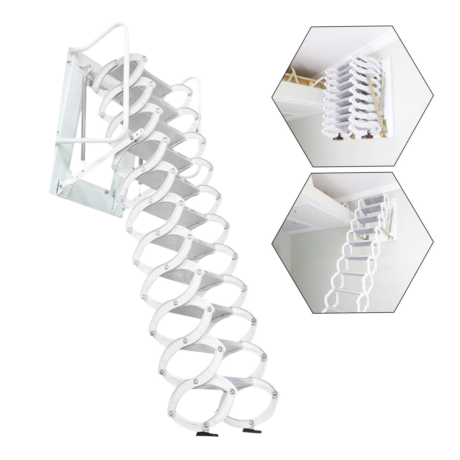 Loft Telescoping Ladder Stairs, 114122" Wall Mounted Folding Ladder