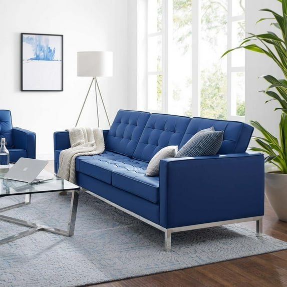 Loft Tufted Upholstered Faux Leather Sofa-EEI-3385