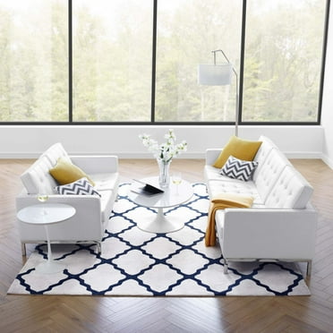 Loft Tufted Upholstered Faux Leather Sofa and Loveseat Set-EEI-4106