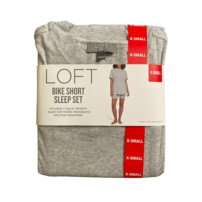Loft Women s Soft Short Sleeve Top Bike Short Sleep Set Grey XS Walmart