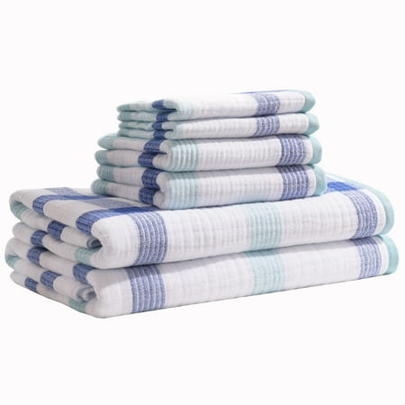Loft by Loftex New Generation Stripped 6-Piece Towel Set,Aqua