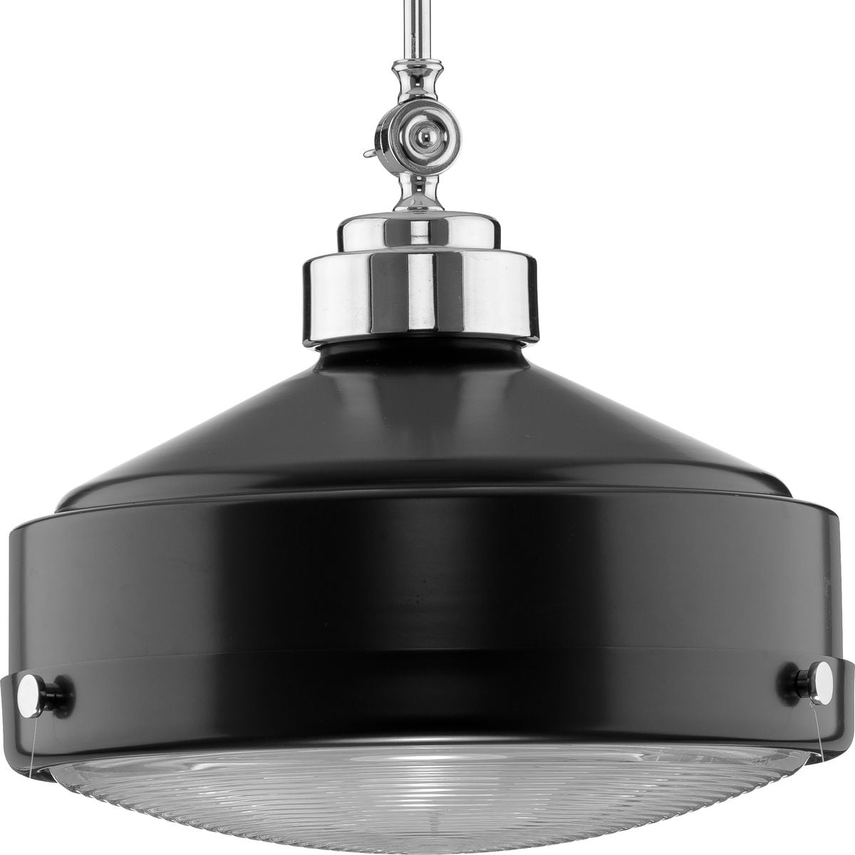 Matte Black Industrial Pendant Light with Clear Glass Shade