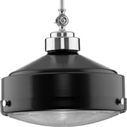 Loftin Collection One-Light Matte Black Clear Patterned Glass Farmhouse Pendant Light