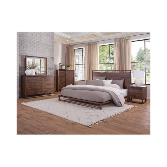 Lofton 4-piece Queen Size Mocha Brown Wood Bedroom Set