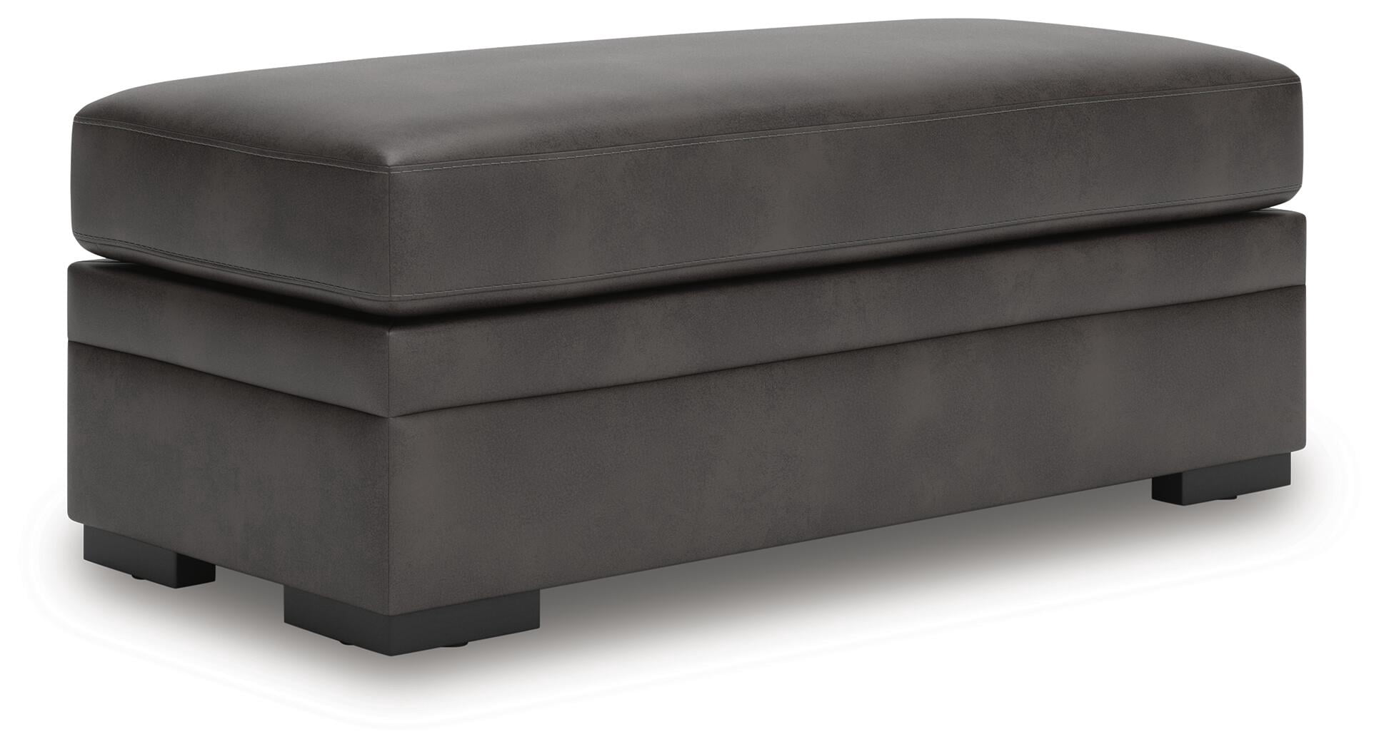 Signature Design by Ashley Brickett Oversized Accent Ottoman, Suede-Soft Faux Leather Upholstery, Shadow Gray