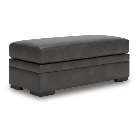 Signature Design by Ashley Brickett Oversized Accent Ottoman, Suede-Soft Faux Leather Upholstery, Shadow Gray