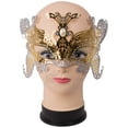 thumbnail image 1 of Loftus Glitter Butterfly Metal Laser Cut Half Mask w Jewel Decor, Gold, 1 of 3
