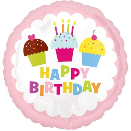 Loftus International 18 in. Happy Birthday Cupcake VLP HX Party Balloon - Assorted - 18in.