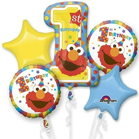 Elmo Sesame Street 1st Birthday Theme Foil Balloon Bouquet