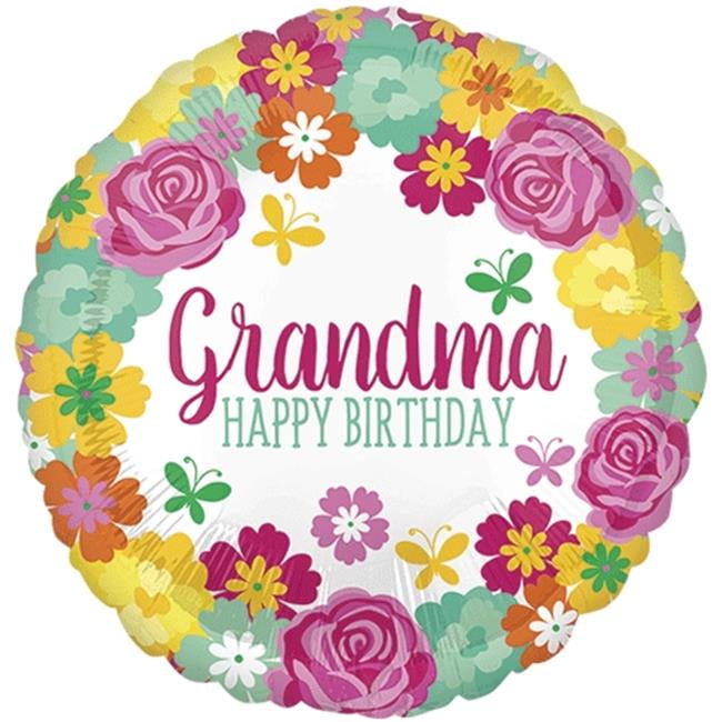 Loftus International A3-5567 18 in. Happy Birthday Grandma Floral Balloon