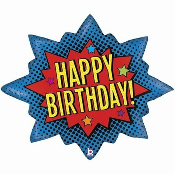 Super Hero Burst Happy Birthday 32 Inch Foil Mylar Balloon [35558]