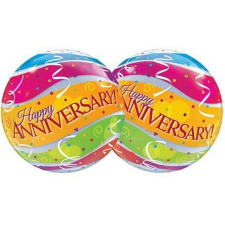 Loftus International Q2-7565 22 in. Anniversary Colorful Bands Bubble Balloon