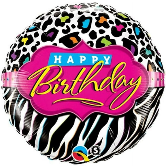 Loftus International Q4-1631 18 in. Birthday Leopard Zebra Patterns Balloon