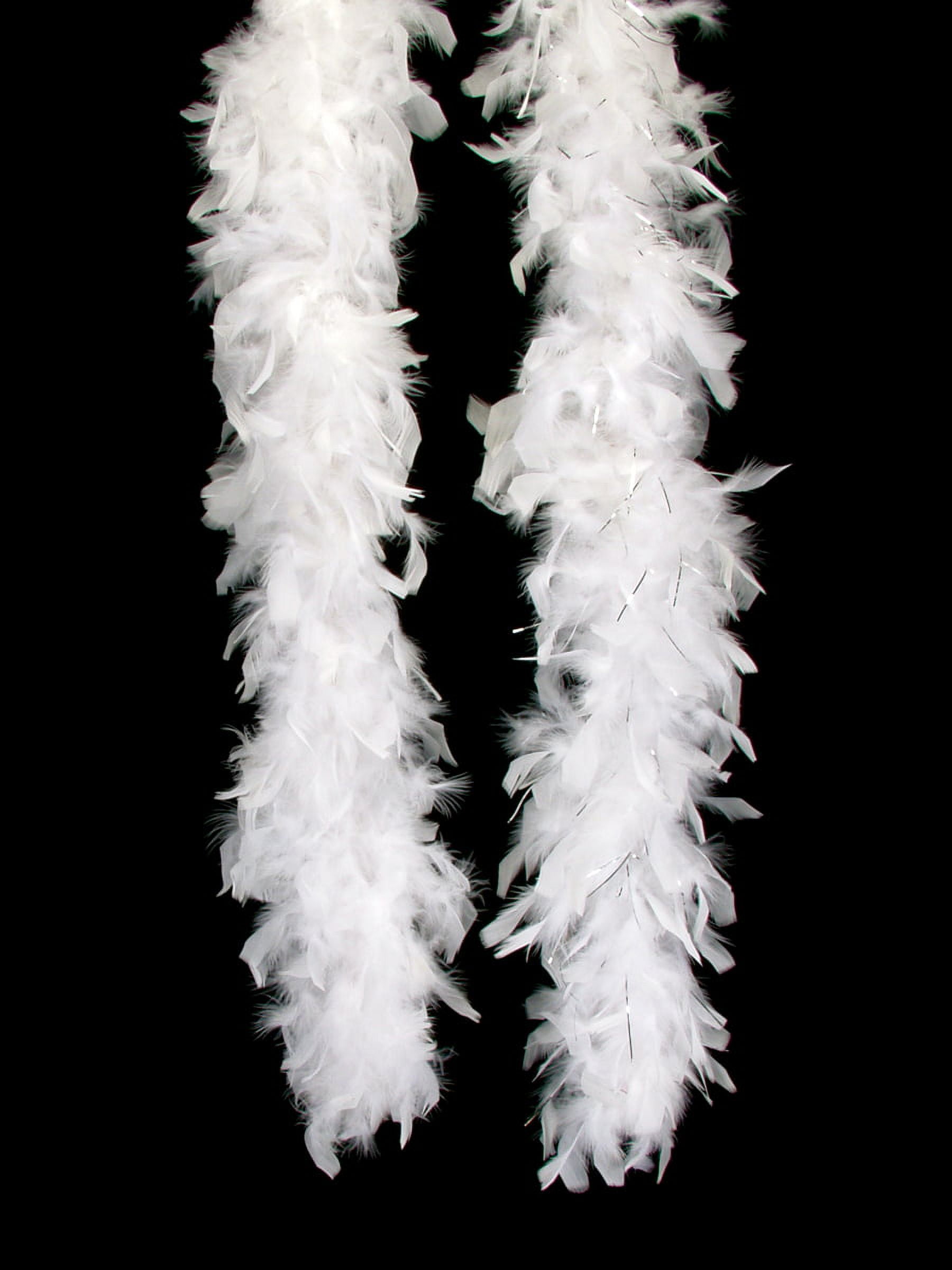 Loftus Silver Tinsel Long Fluffy Feather Boa, White Silver, 72