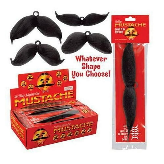 Loftus Six Way Shape Halloween Costume Moustache, Black, One Size