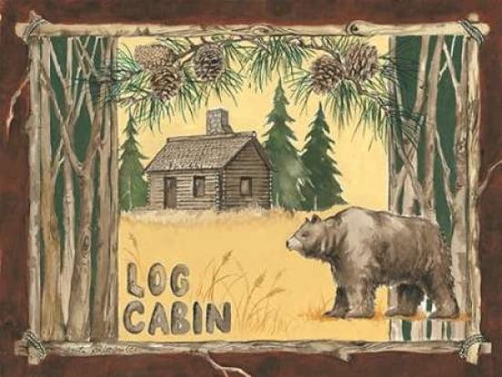 Log Cabin Bear Canvas Art - Anita Phillips (18 x 24)