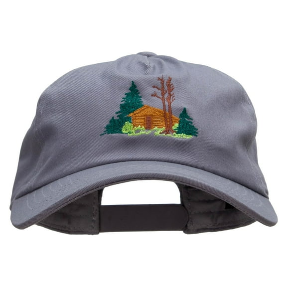 Log Cabin Embroidered Unstructured Dad Cap - Grey OSFM