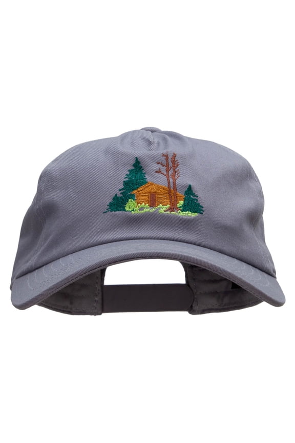 Log Cabin Embroidered Unstructured Dad Cap - Grey OSFM