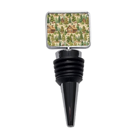 Log Cabin In Forest Pattern Wine Bottle Stopper Cap Plug