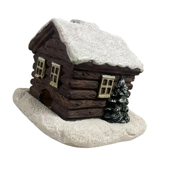 Log Cabin Incense Burner Cone Handcrafted Resin with Snowy Roof for Christmas Holiday Home Decoration Gift