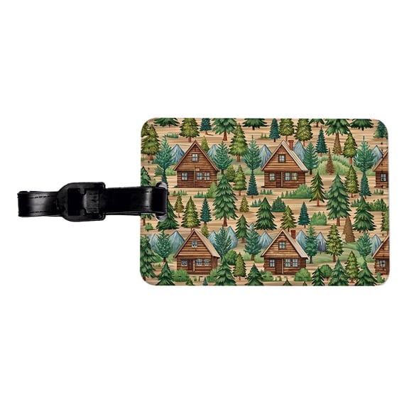 Log Cabin Pattern Faux Leather Travel Luggage Tag