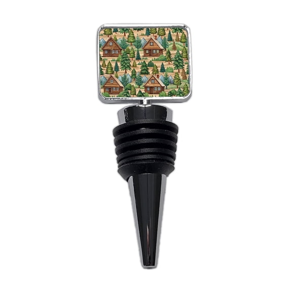 Log Cabin Pattern Wine Bottle Stopper Cap Plug