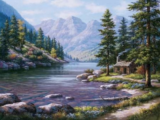Log Cabin Retreat Canvas Art - Sung Kim (18 x 24)