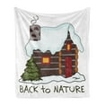 thumbnail image 1 of Log Cabin Soft Flannel Fleece Blanket, Illustration of Winter Theme Cozy Snowy Wooden Cabin Holiday in Christmas, Cozy Plush for Indoor and Outdoor Use, 60" x 80", White Multicolor, by Ambesonne, 1 of 5