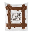 thumbnail image 1 of Log Cabin Soft Flannel Fleece Throw Blanket, Illustration of a Wooden Square Frame Related with Log Cabin Art Print, Cozy Plush for Indoor and Outdoor Use, 50" x 70", White Pale Redwood, by Ambesonne, 1 of 6