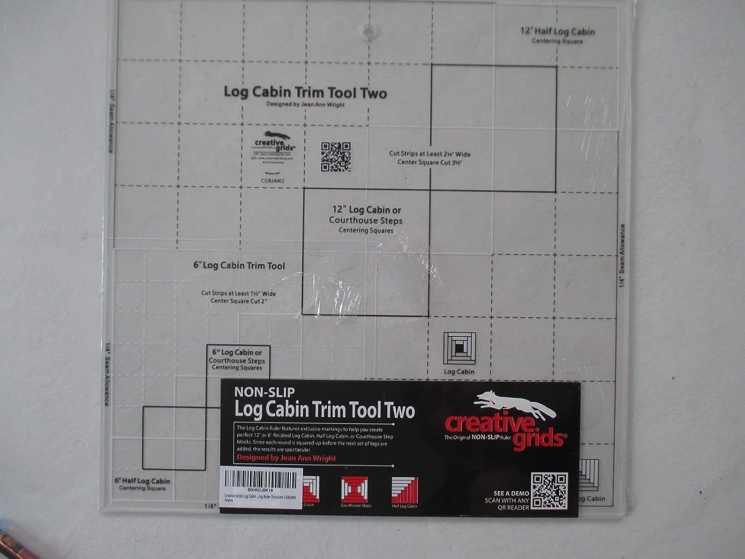 Creative Grids Quilt Ruler Log Cabin Trim Tool Two 6in amp; 12in Blocks