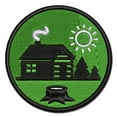 thumbnail image 1 of Log Cabin in the Woods Applique Multi-Color Embroidered Iron-On Patch - 3.5 Inch Large, 1 of 5