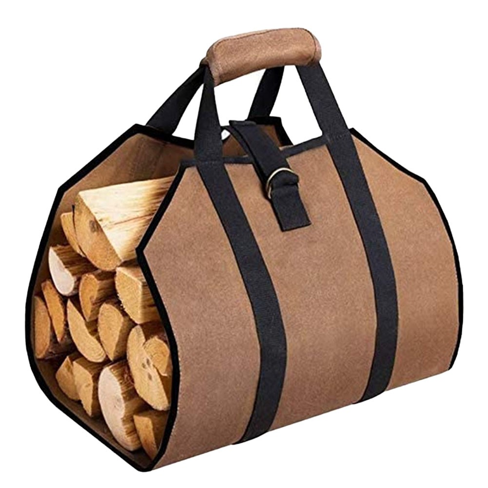 Log Carrier Bag Portable Firewood Storage Bag Foldable Outdoor Firewood