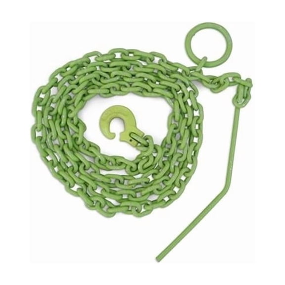 Log Choker Chain with Probe Stake - High Visibility Green - 15 ft Length - Durable Design