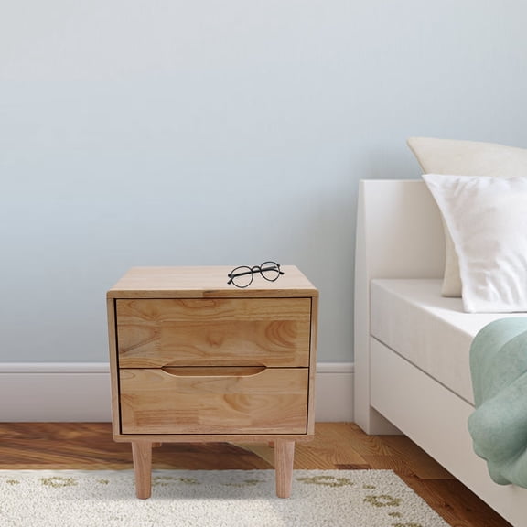 Log Color Bedside Table Storage Cabinet With Two Drawers Bedside Table Multifunctional Locker