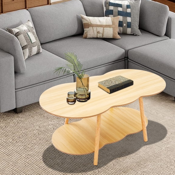 Log Color Density Board 120x60x50cm Double-Layer Cloud Coffee Table Curved Simple Coffee Table