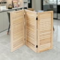 thumbnail image 1 of Log Color Paulownia Wood 35.4x31.9 Inch Triple Partition Screen Folding Partition Shutter Room Partition, 1 of 9