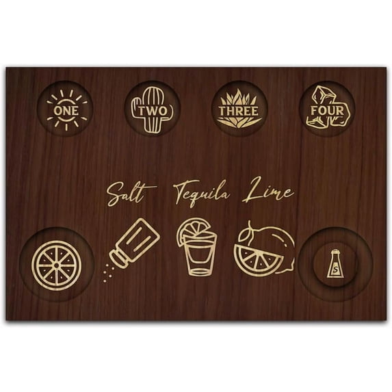 Log Color Tequila Shot Glasses Serving Tray Wooden Glass Holder with Salt Rim Shot Glasses Board for Bar Restaurant Party Family Gathering 7.87x11.81 Inch Mixed Color